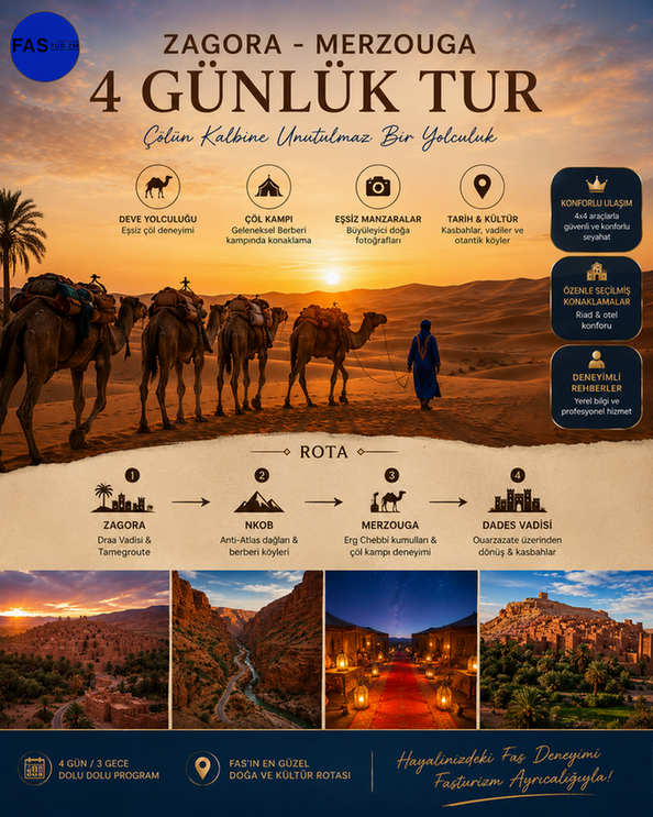 Zagora ve Merzouga'yı kapsayan 4 günlük tur