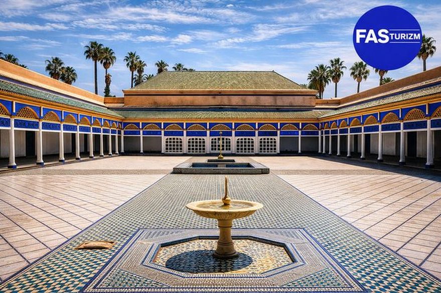 Marakeş tarihi Bahia Sarayı avlu görünümü