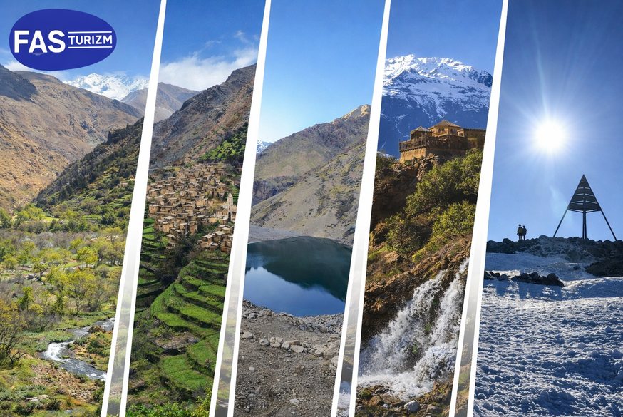 Atlas Dağları manzarası, Berberi köyleri, Lac Ifni gölü ve Toubkal zirvesi – fas turu ve fas turları sırasında keşfedilebilecek Fas doğa ve trekking rotaları