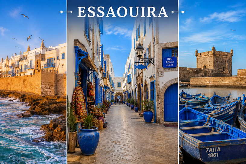 Essaouira Fas şehri tarihi liman ve medina sokakları